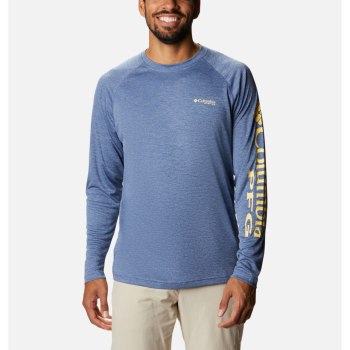 Columbia Muške Majice S Kapuljačom - PFG Terminal Tackle Heather Long Sleeve Tamno Sive Narančaste |